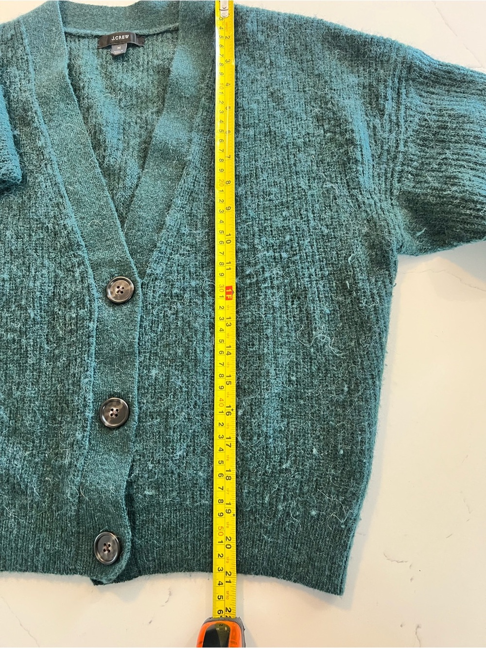 J. Crew Teal Green V-Neck Button-Up Cardigan alpaca and wool size medium - Picture 6 of 6